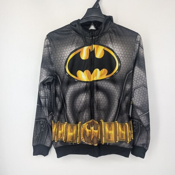 DC Comics Batman Hoodie Men Size M Full Zip Masked Cosplay Dark Knight Hero Body - Picture 1 of 12